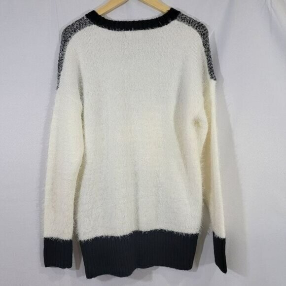 Metaphor Sweater Color Block Black Cream‎ Womens Medium Top Long Sleeve EUC - Picture 6 of 6